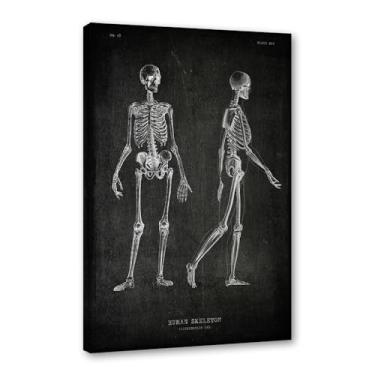 Imagem de Arte vintage de anatomia humana – Pintura em tela de educação médica, esqueleto humano, gaiola, cérebro, coração, anatomia, pôster para decoração de casa de clínica hospitalar (SKU1,8 x 30,5 cm = (20