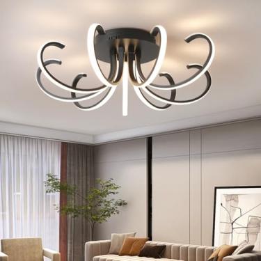 Imagem de Luminária de teto LED dimerizável para quarto, sala de estar, luminária de teto moderna em metal cromado, luminária pendente para sala de jantar com controle remoto, lustre, luminária de tet