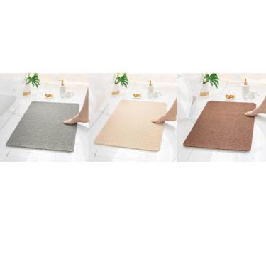 Imagem de CUYUNA Tapete de chuveiro de 24 x 16 polegadas Tapete de banheira antiderrapante Tapete de porta absorvente de água Tapete de banho de bucha de PVC de secagem rápida - Lavável à (Marrom)