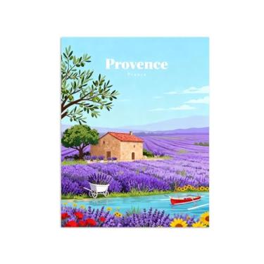 Imagem de Pôster paisagem - Lavanda Provença - Impressões em Tela - Imagem Moderna Natureza para Sala de Estar Decoração 60x80cm Sem Moldura
