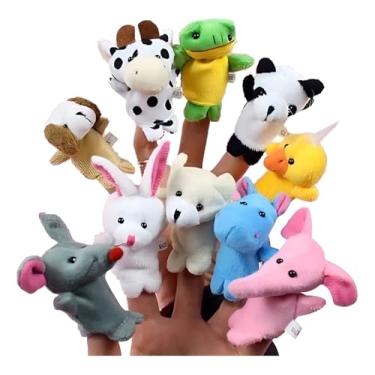Imagem de Kit com 10 Fantoches de Dedo em Pelúcia, Animais Educativos para Bebês e Crianças, Brinquedo Interativo para Estimular Imaginação e Linguagem