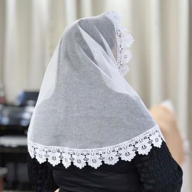 Imagem de Véu Ccb Congregação Cristã Renda Guipir Floral Adulto (Nayara) - Centr