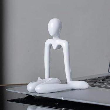 Imagem de Estátua de pensador de decoração de estante - Estatueta de escultura de pensador de leitura de arte abstrata, estética, decoração de casa moderna para sala de estar, prateleiras de escritório, mesa de