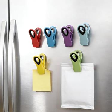 Imagem de 6 clipes magnéticos para chips, clipes de bolsa de ímãs de geladeira com vedação hermética para armazenamento de alimentos, itens essenciais de cozinha para casa nova