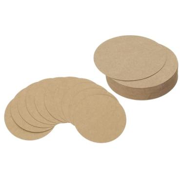 Imagem de Generic Porta-cartões circulares de 12,7 cm, 50 peças de papel com recortes de formato redondo, porta-copos grossos para projetos de artesanato, decoração de quadro de avisos, cor kraft