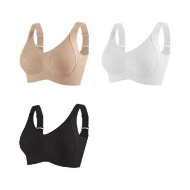 Imagem de Sutiãs Sem Fio Push up Para Mulheres 3PCS Bralette Ajustável Confortáv