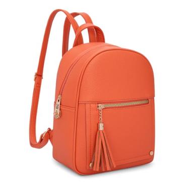 Imagem de Mochila média feminina antifurto com zíper seguro e borla, Mini laranja, Small, Mochilas de viagem