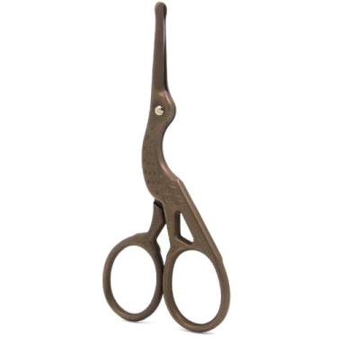 Imagem de Tesoura de bordado clássica vintage de aço inoxidável, arte de unha, guindaste de cegonha, ferramentas de beleza artesanais (marrom)
