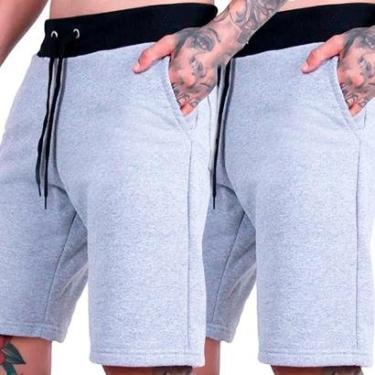 Imagem de Kit 2 Bermudas Moletom Calção Plus Size Liso Casual Academia-Masculino