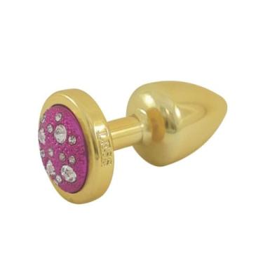 Imagem de Plug Anal Dourado em ABS com Pedra Cravejada em Strass Rosa - HARD Plu