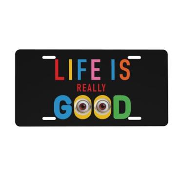Imagem de Life is Really Good Funny Cartoon Eyes Placa de Licença Frontal Placa de Alumínio Decorativa Placa de Carro de Metal 15,4 cm x 30,5 cm Capa de Etiqueta de Vaidade Novidade com 4 Furos Acessório de