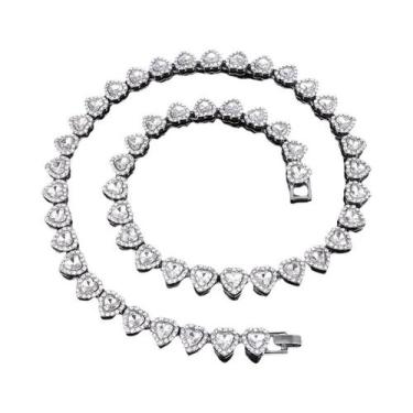 Imagem de Conjunto De Colar E Pulseira De Corrente De Tênis Com Coração De Stras