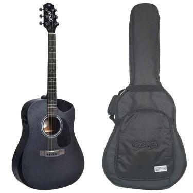 Imagem de Violão Eletroacústico Seizi Neo Akira Aço Mirai Half Cutaway Open Pore Black Satin com Bag