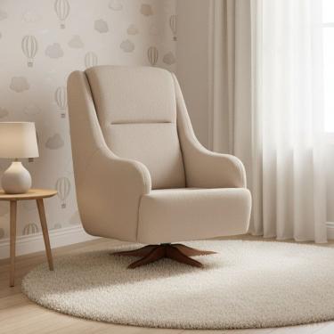 Imagem de Poltrona de Amamentação Giratória e Balanço Queen Marrom Claro