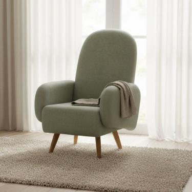 Imagem de Poltrona de Amamentação Bouclé Wave Verde Claro