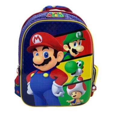 Imagem de Mochila De Costa Super Mario Bolso Frontal 3D 42551 - Luxcel