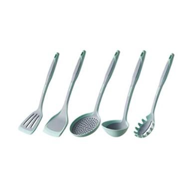 Imagem de U5GAAALPPQ9 Espátula de silicone para uso doméstico, espátula de cozinha especial para panela antiaderente, resistente ao calor, conjunto de colheres de sopa de cabo longo