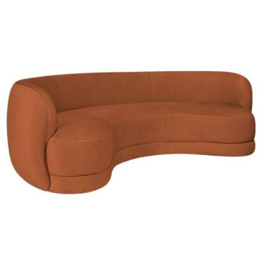 Imagem de Sofá Curvo 3 Lugares Sala De Estar Recepção Noruega 180cm Suede - Doce
