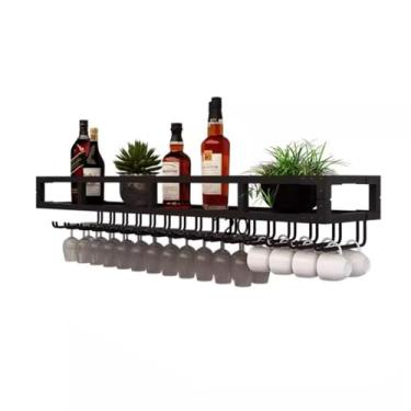 Imagem de Rack de vinho industrial montado na parede suporte de copo de vinho prateleiras flutuantes barra de armazenamento de garrafa de vinho para casa, cozinha, despensa, adega (cor: branco, tamanho: 1000 x