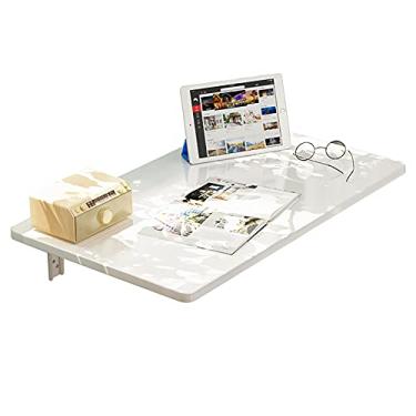 Imagem de Mesa dobrável montada na parede, mesa de jantar flutuante que economiza espaço, mesa branca montada na parede, capacidade de 60 kg, para escritório, sala de estar