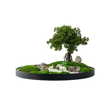 Imagem de Plantas falsas mesa redonda centro virar ornamentos decorativos de vegetação chinesa leve luxo floral hotel mesa simulação árvore ornamentos decoração