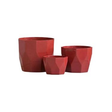 Imagem de Kit Jogo 3 Vasos para Plantas Decorativo Cachepô Liso Injetado Centro Mesa Suculentas Cactos(Chocolate)
