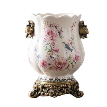 Imagem de Flores frescas vasos de cerâmica estilo chinês, decorações criativas para casa, artesanato de cerâmica, decorações de vaso adequadas para uso interno (C)