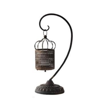 Imagem de KHUTRW3D Candelabro Retro Old Birdcage Castiçal de Ferro Forjado Suporte de Vela Decorativa para Mesa de Casamento Jantar Decoração de Festa (Preto)