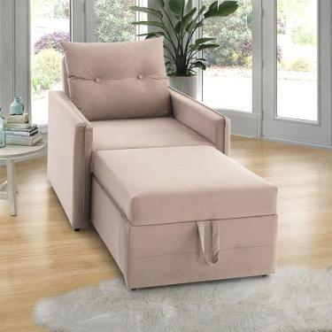 Imagem de Poltrona Icaria 3 em 1 Poltrona Chaise Cama 85cm Estofama, Rosé