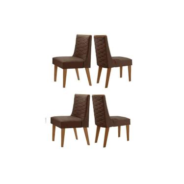 Imagem de Kit 4 Cadeiras Sala Jantar Dafne 4 Un Madeira Capuccino/Suede Marrom - Rufato