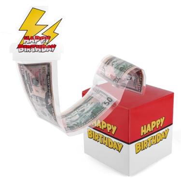 Imagem de Caixa Presente Dinheiro Surpresa de Tema Desenho Animado Vermelho e Branco, Cofrinho Aniversário Divertido com Cartão e Sacos Transparentes para Lembrancinhas Festa Aniversário Divertidas