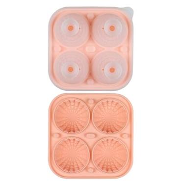 Imagem de Molde de cubo de gelo de silicone, máquina de gelo de cristal 3D esférica grande com funil, acessórios de uísque duráveis, presente para homens bartenders e bares (rosa)