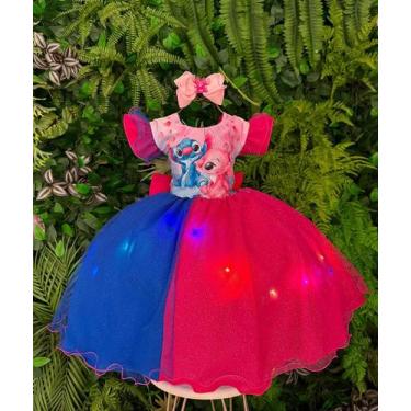 Imagem de Vestido Temático Lilo e Stitch com LED Rosa e Azul - Fabuloso Ateliê, 