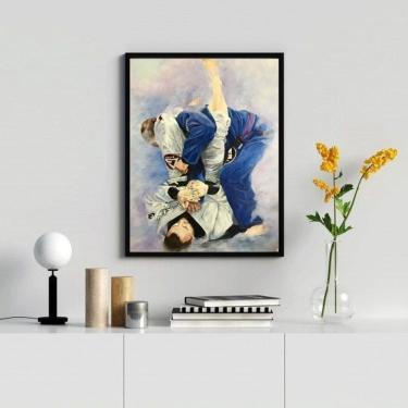 Imagem de Quadro Decorativo Jiu Jitsu 45x34cm Moldura Madeira Preta