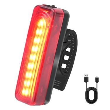 Imagem de BORUIT Luzes de bicicleta para passeios noturnos, lanterna traseira de bicicleta recarregável por USB, IP65, à prova d'água, 1200 mAh, fácil de instalar, estrada, montanha, cidade, viagem, aventura
