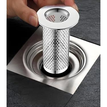 Imagem de Coletor de cabelo e filtro de ralo de aço inoxidável 304 - Coador de pia de vários tamanhos para banheiro, chuveiro, cozinha, fluxo rápido, fácil instalação, sem necessidade de ferramentas (W61/H80