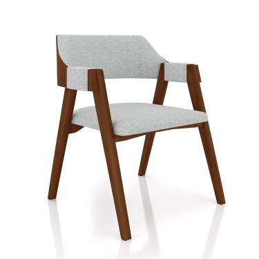 Imagem de Cadeira Sala de Jantar e Jogos Carteados Madeira Maciça Poker Linho Cinza/Imbuia G42 - Gran Belo