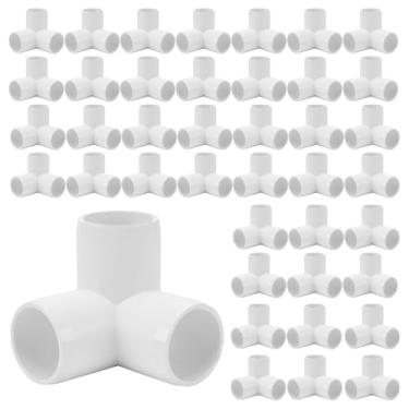 Imagem de MUKCHAP Pacote com 40 encaixes de cotovelo de tubo de PVC, conectores de canto em T de 3 vias, branco SCH40 grau de móveis