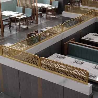 Imagem de Divisórias vazadas de metal para áreas de jantar – Divisória de painel de privacidade para cabine de restaurante, cerca baixa de bancada para bar de hotel, divisor de espaço para maior privacidade e