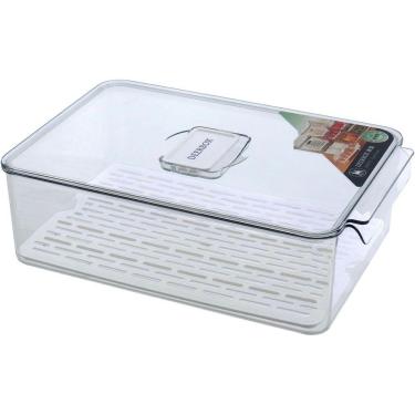 Imagem de Caixa Organizadora Para Geladeira Com Tampa Acrilico 10x21x32cm