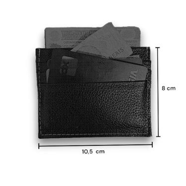 Imagem de Porta Cartão Slim Em Couro Camurça E Verniz Café