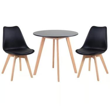 Imagem de Kit - Mesa De Jantar Leda 90 Cm Preto + 2 Cadeiras Estofadas Leda Preto