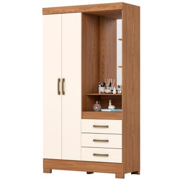 Imagem de Guarda Roupa 2 Portas Com Espelho 200x110 Cm Briz Nature Off White Nature Off White