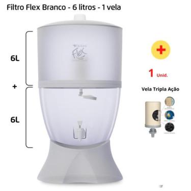 Imagem de Filtro para Água Stéfani Flex Branco 6 Litros 1 Vela 1 Boia + 1 Vela T