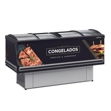 Imagem de Ilha De Congelados Plus Gesv-190c Preto Vidro Curvo 220V - Gelopar