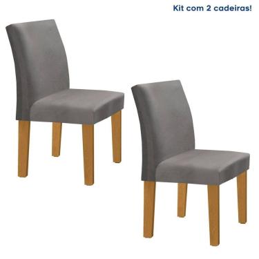 Imagem de Kit 2 Cadeiras Estofadas Espanha Espresso Móveis Cinza/Cinamomo