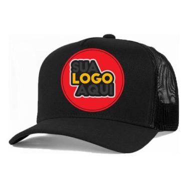Imagem de Kit 5 Bonés Personalizados DTF Trucker Redinha Tela Aba Curva Cor:Pret