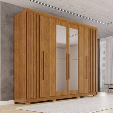 Imagem de Guarda-roupa Casal com Pés e Espelho 100% Mdf 6 Portas 6 Gavetas Granada Premium Cinamomo
