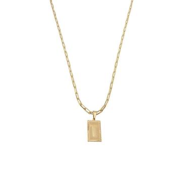 Imagem de Cordão 60Cm Masculino Feminino Pingente Letra T Banhado Ouro