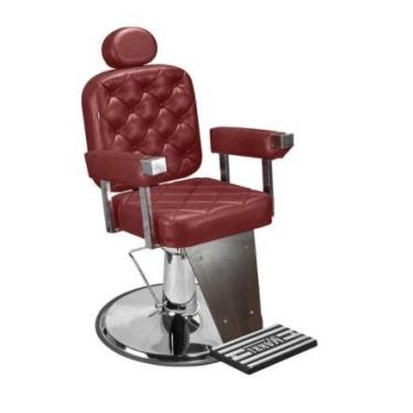 Imagem de Cadeira de Barbeiro Dubai Barber - Pé Cromado - Marri Móveis, Vinho Fa